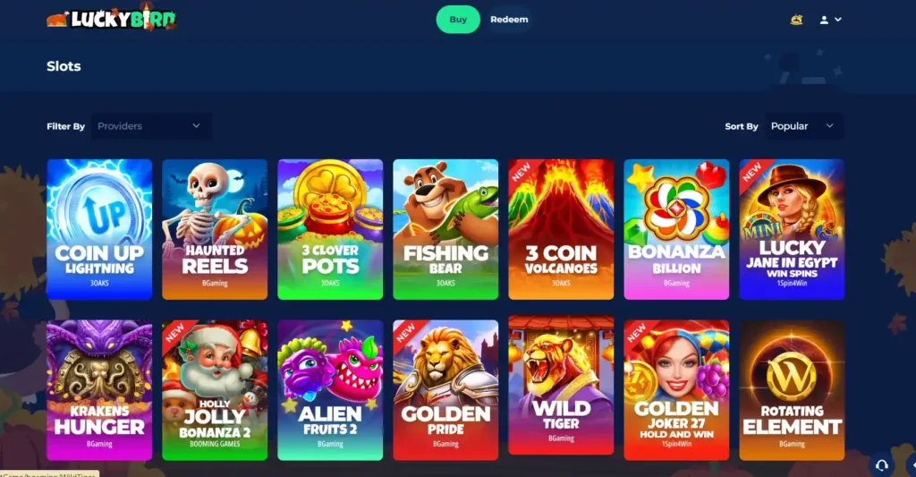 LuckyBird casino’s top games