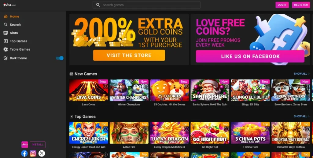 Pulsz casino promotions and bonuses 2025